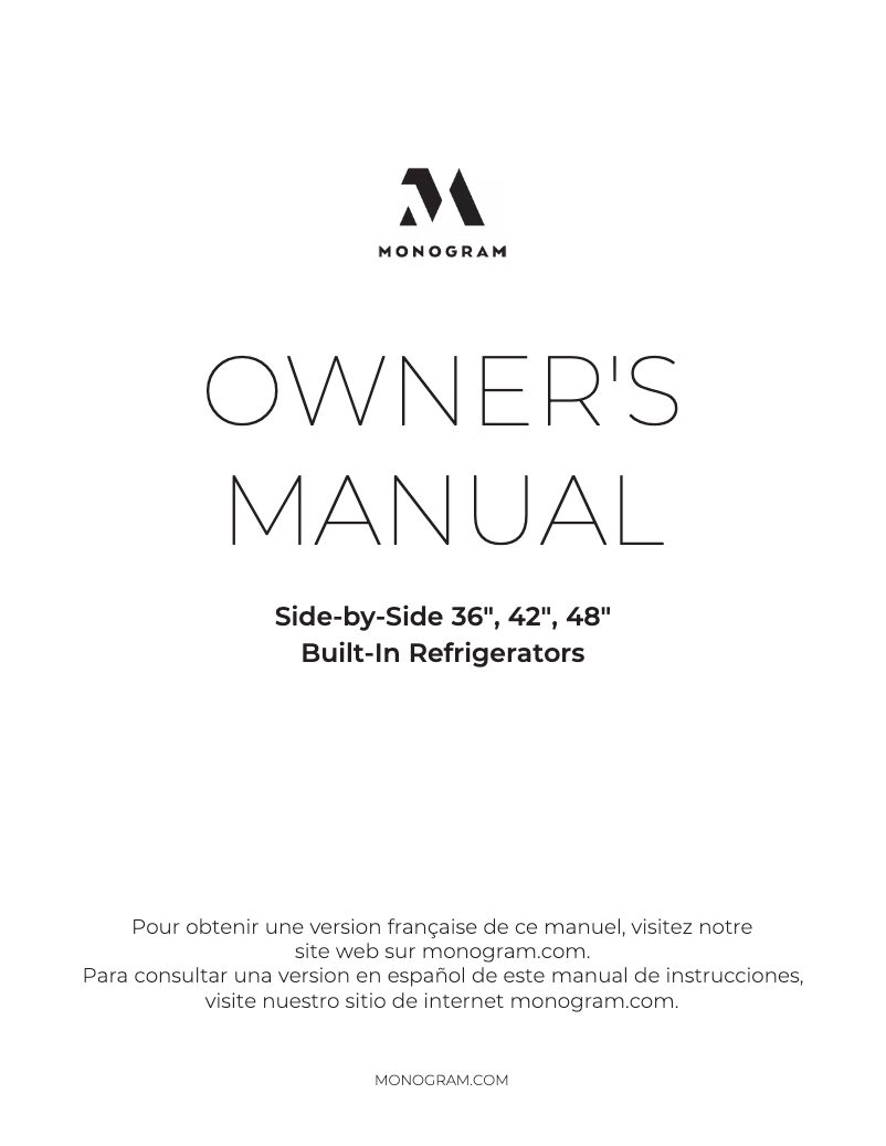 Page n°1 - Manuel utilisateur Monogram ZISS420NNSS