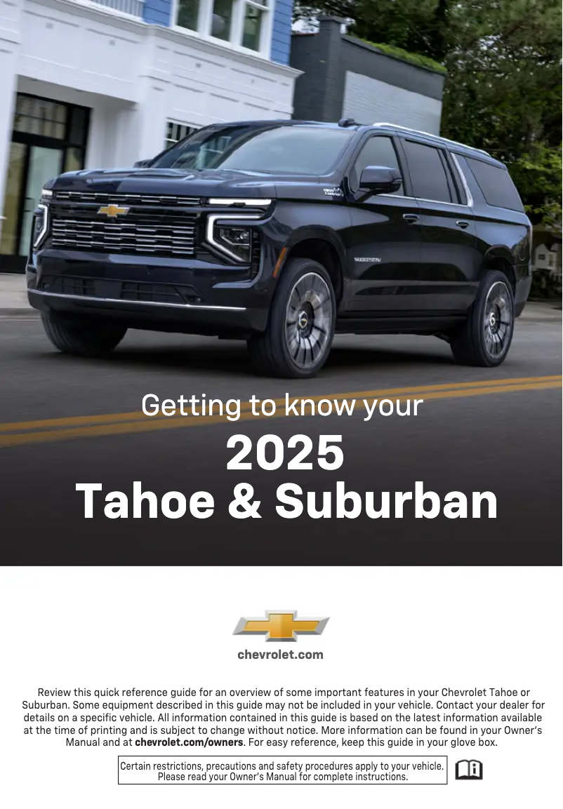 Page 1 de la notice Guide de démarrage rapide Chevrolet Tahoe (2025)