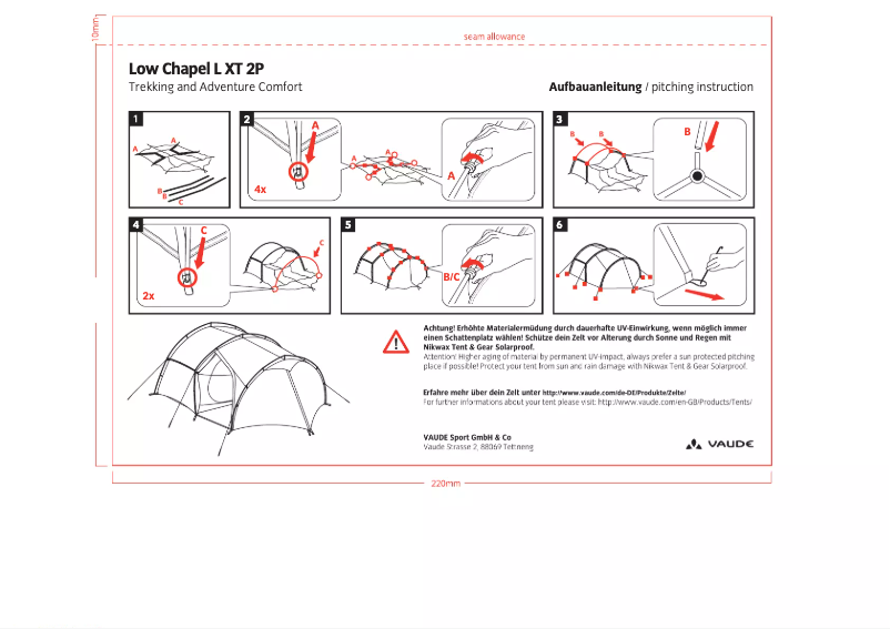 Page 1 de la notice Manuel utilisateur Vaude Low Chapel L XT 2P