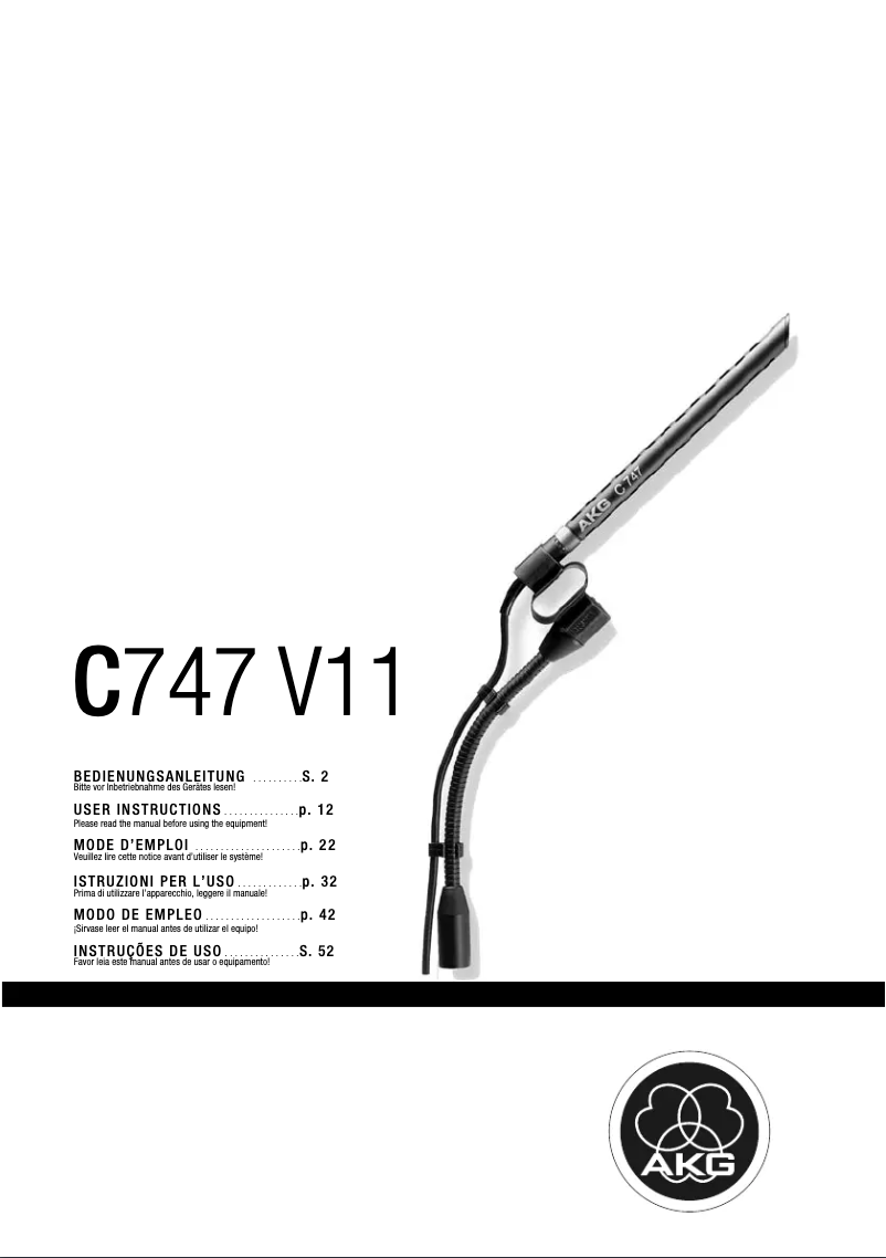 Page n°1 - Manuel utilisateur AKG C747 V11