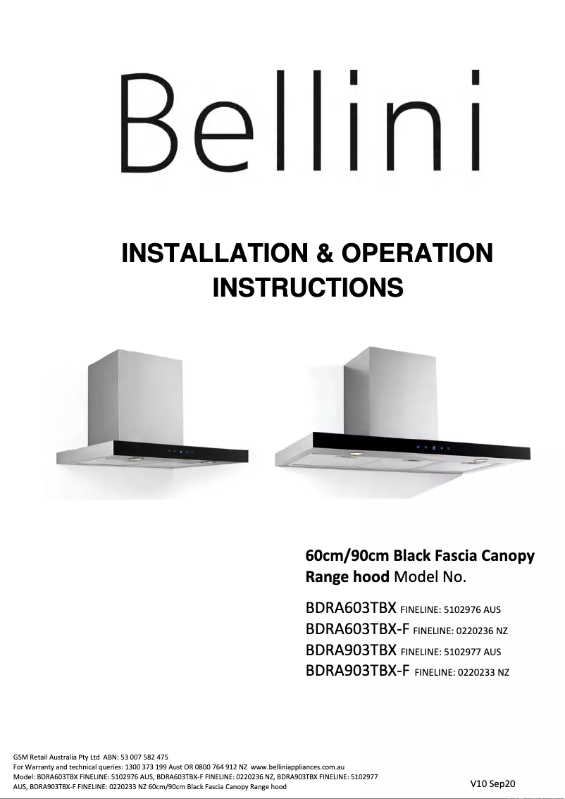 Image de la première page du manuel de l'appareil BDRA603TBX