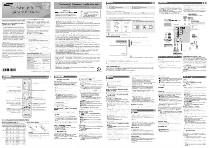 Image de la première page du manuel de l'appareil UN32J5003AF