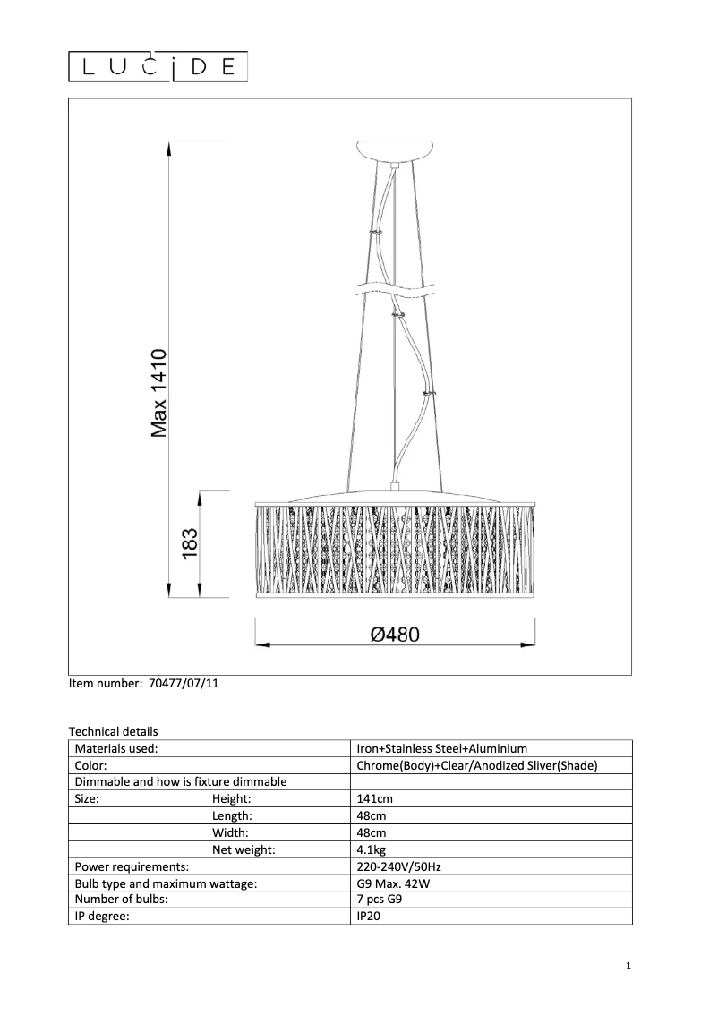Page 1 de la notice Manuel utilisateur Lucide Viro 70477/07/11