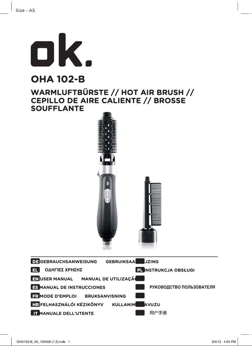 Page n°1 - Manuel utilisateur OK OHA 102-B