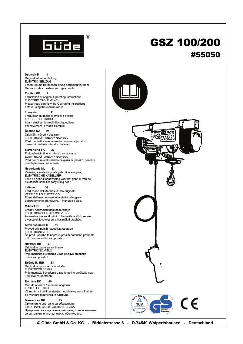 Page n°1 - Manuel utilisateur Güde GSZ 100/200