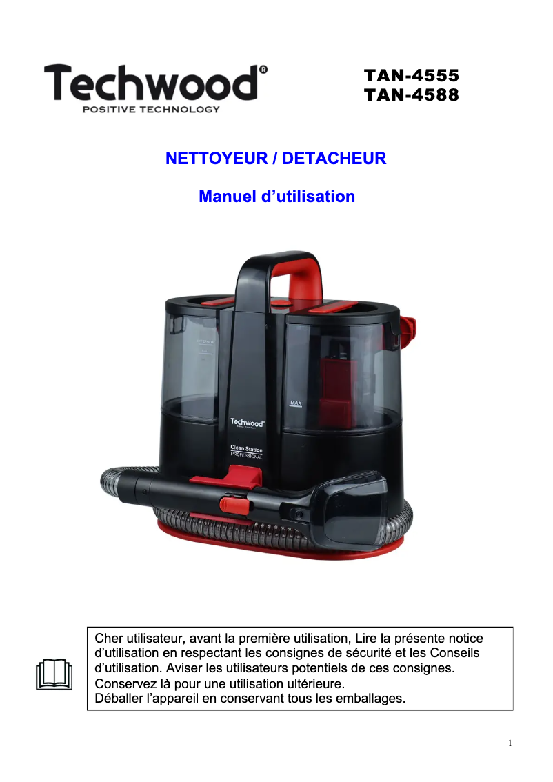 Page 1 de la notice Manuel utilisateur Techwood TAN-4588