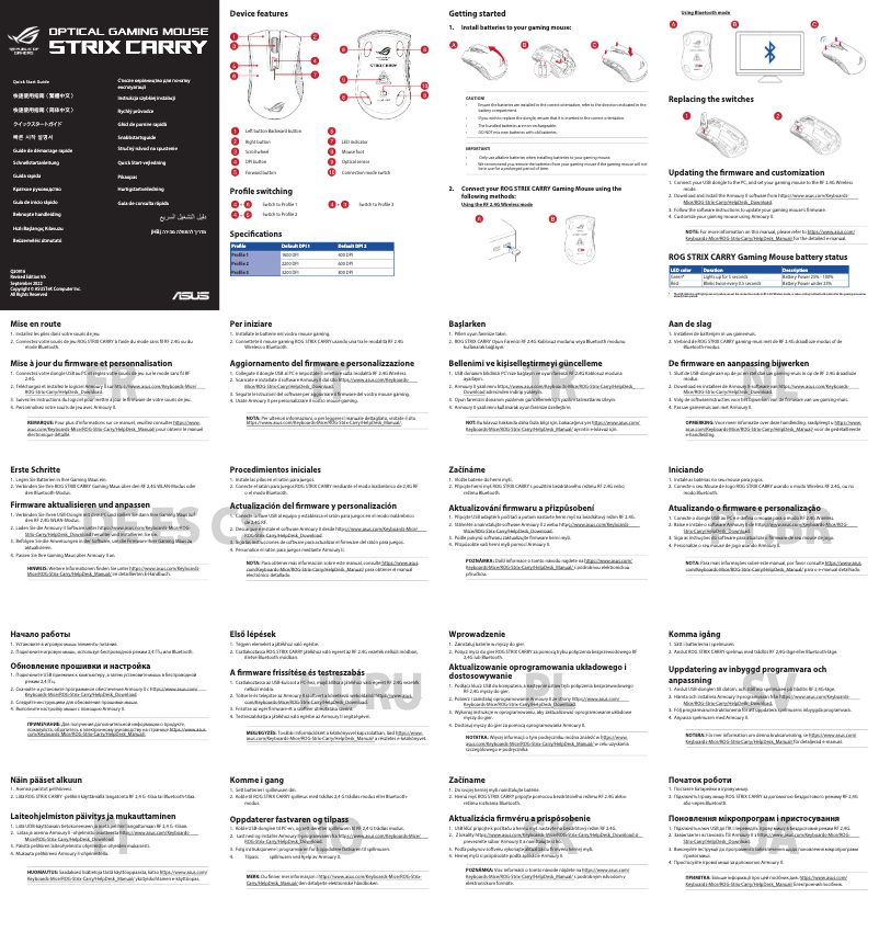 Page 1 de la notice Guide de démarrage rapide Asus ROG Strix Carry