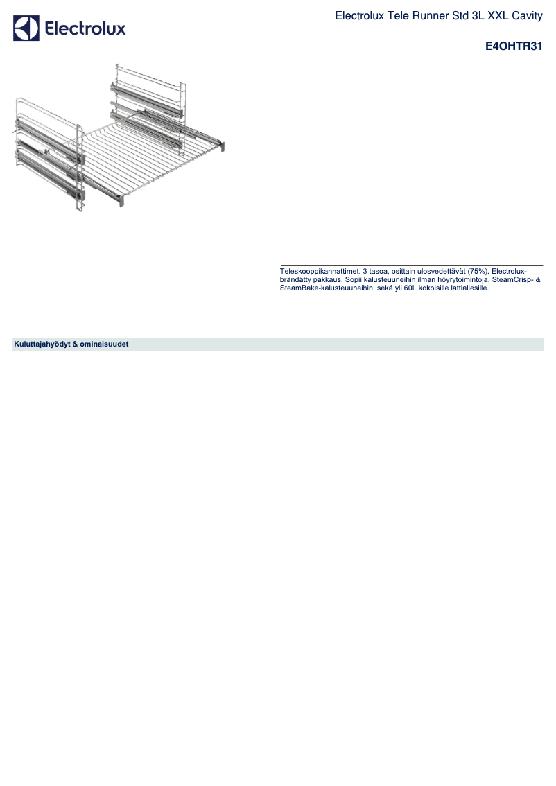 Page 1 de la notice Brochure Electrolux E4OHTR31