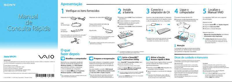 Image de la première page du manuel de l'appareil Vaio VPCP110JB