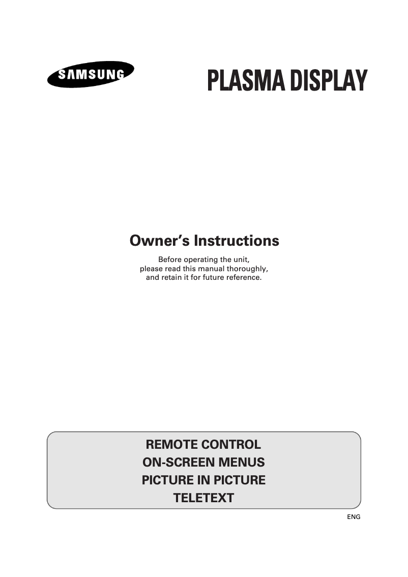 Page n°1 - Manuel utilisateur Samsung PS50P2HT