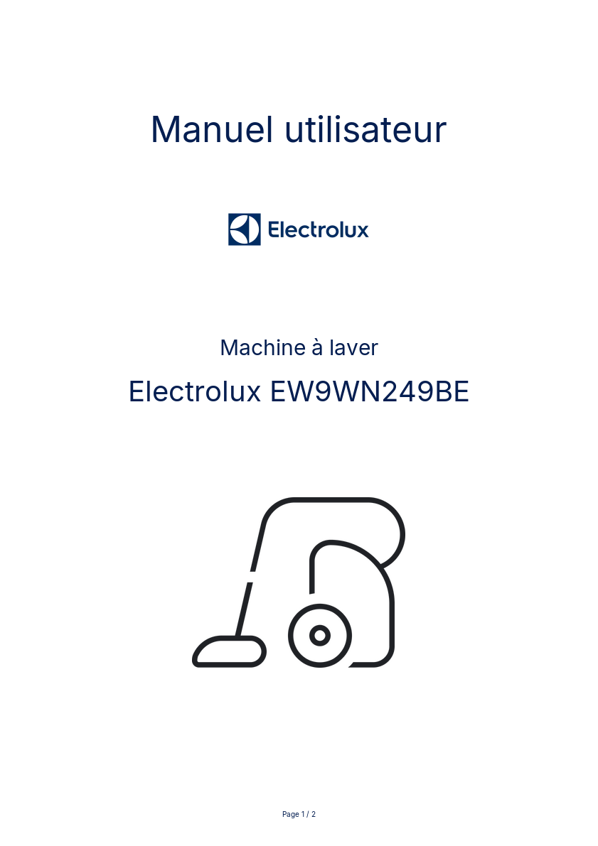 Page n°1 - Manuel utilisateur Electrolux EW9WN249BE