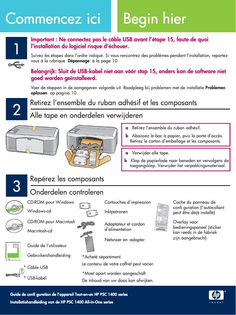 Page 1 de la notice Manuel utilisateur HP PSC 1402