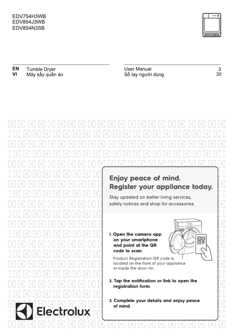 Page 1 de la notice Manuel utilisateur Electrolux EDV854N3SB
