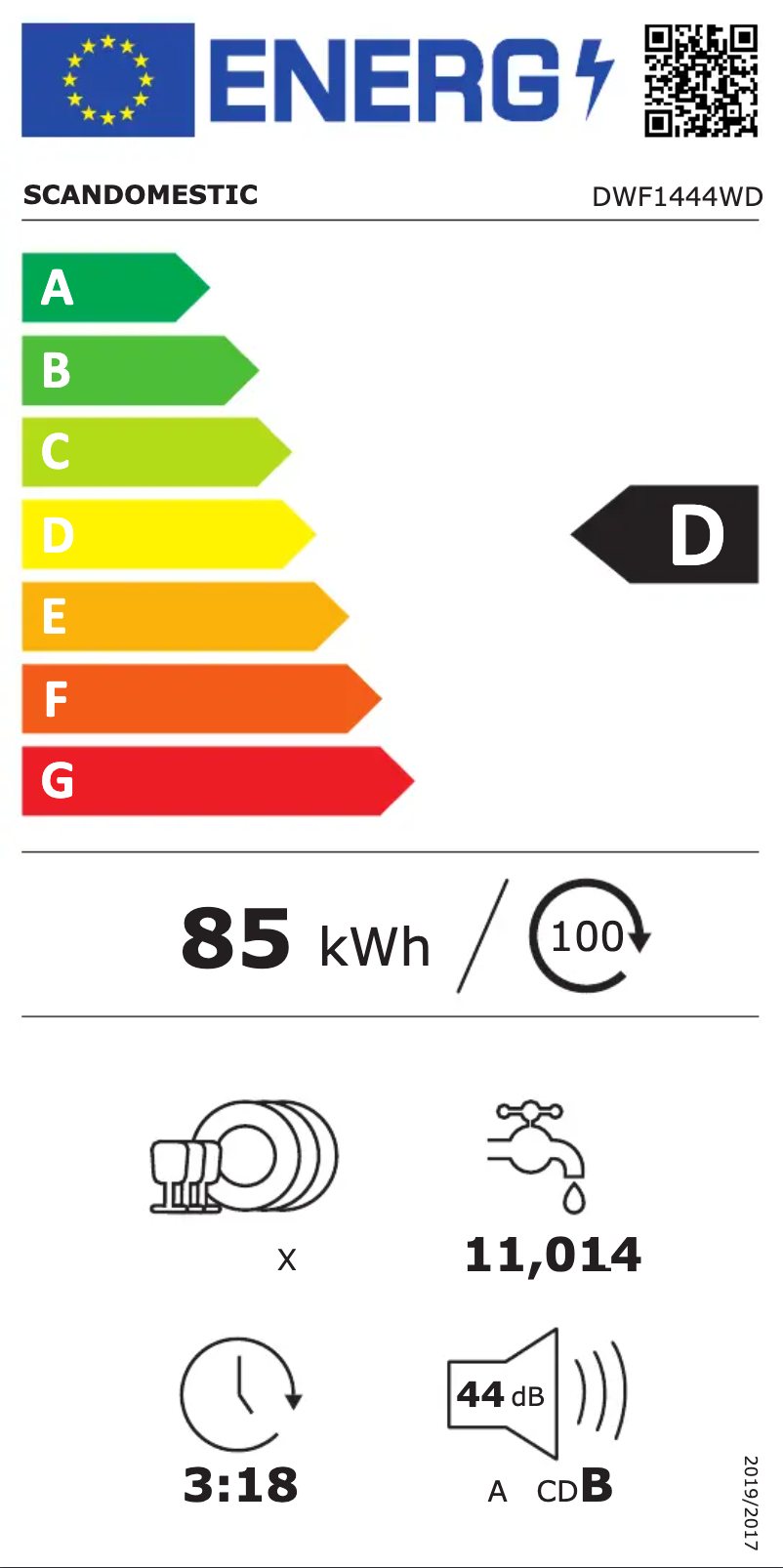Page n°1 - Label énergétique Scandomestic DWF1444WD