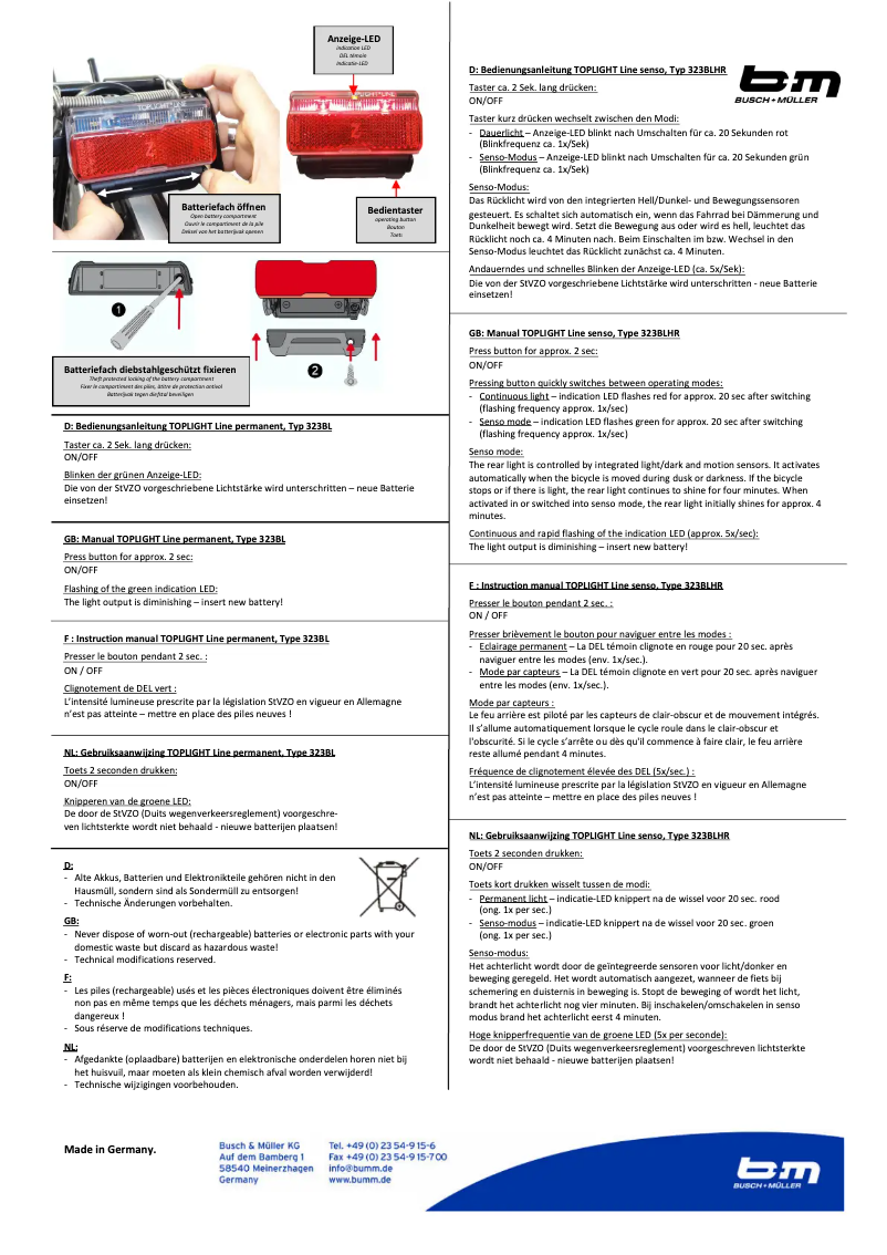 Página 1 del manual Instrucciones / montaje Busch + Müller LINE