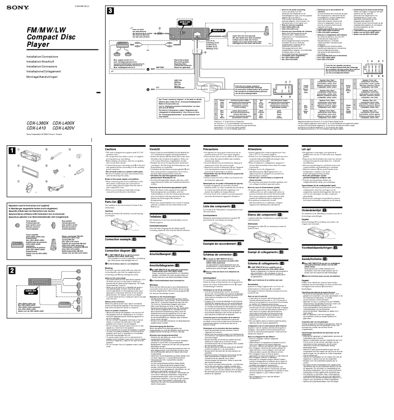 Page n°1 - Guide d'installation Sony CDX-L400X