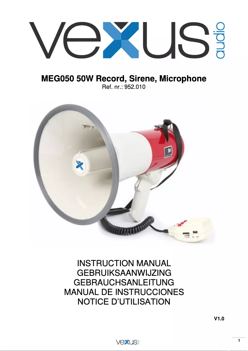 Page 1 de la notice Manuel utilisateur Vexus MEG050