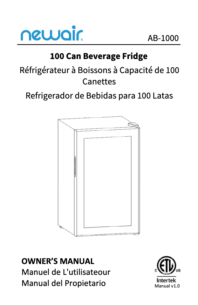 Page n°1 - Manuel utilisateur NewAir REF-AB-1000