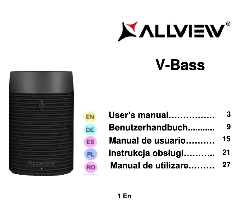 Page n°1 - Manuel utilisateur Allview V-Bass