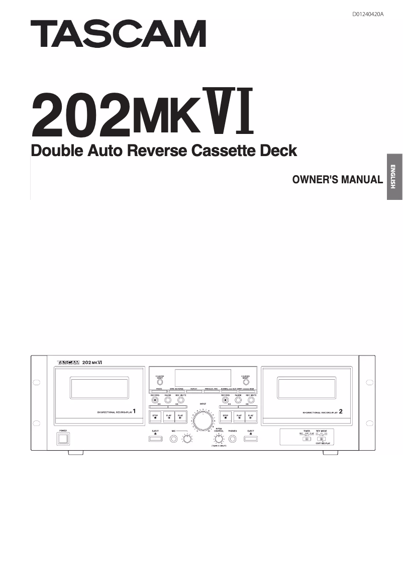 Page n°1 - Manuel utilisateur Tascam 202 MKVI
