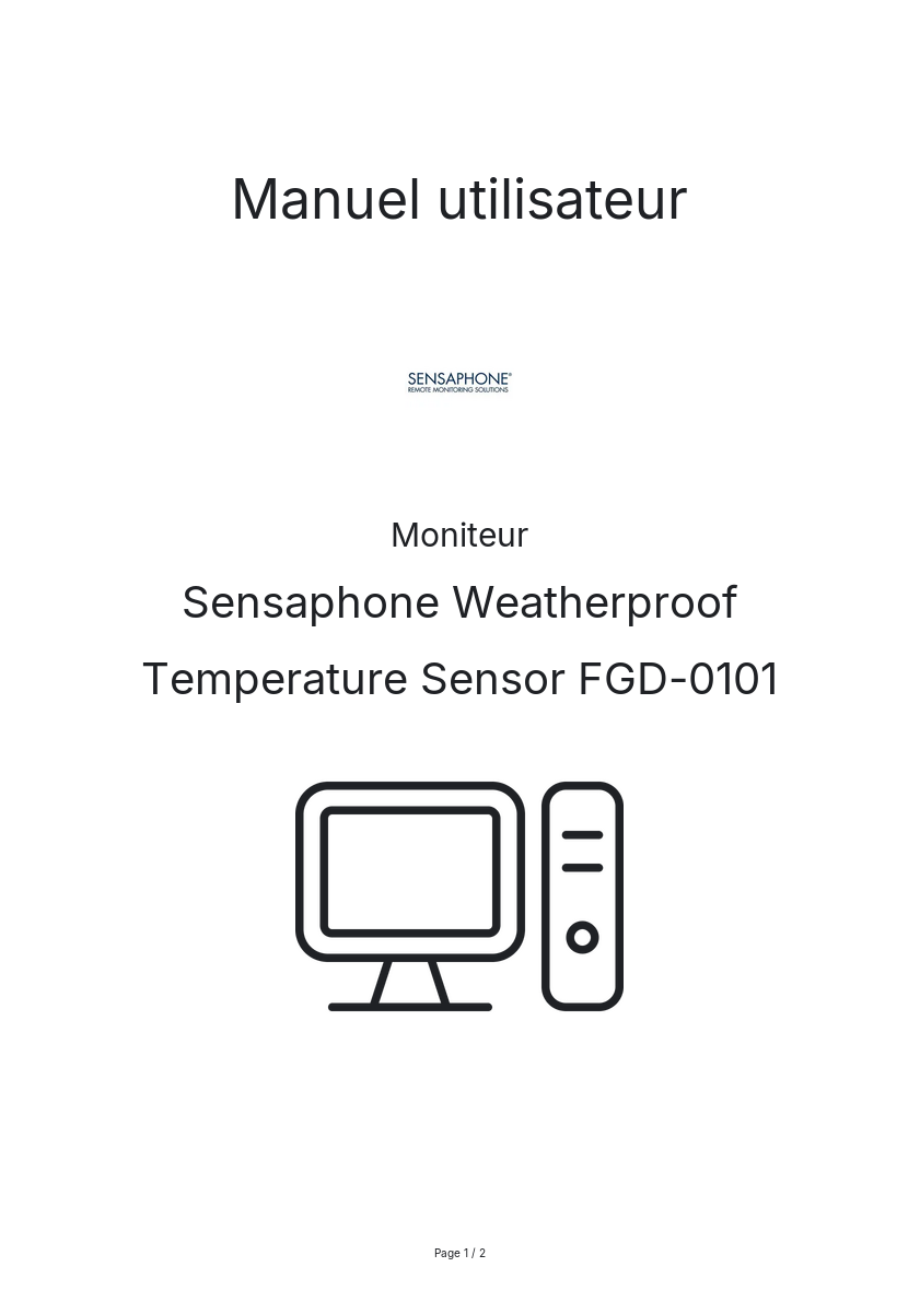 Image de la première page du manuel de l'appareil Weatherproof Temperature Sensor FGD-0101