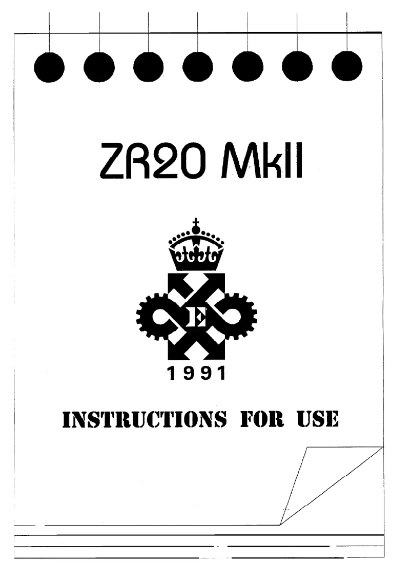 Page n°1 - Manuel utilisateur Martin ZR20 MKII
