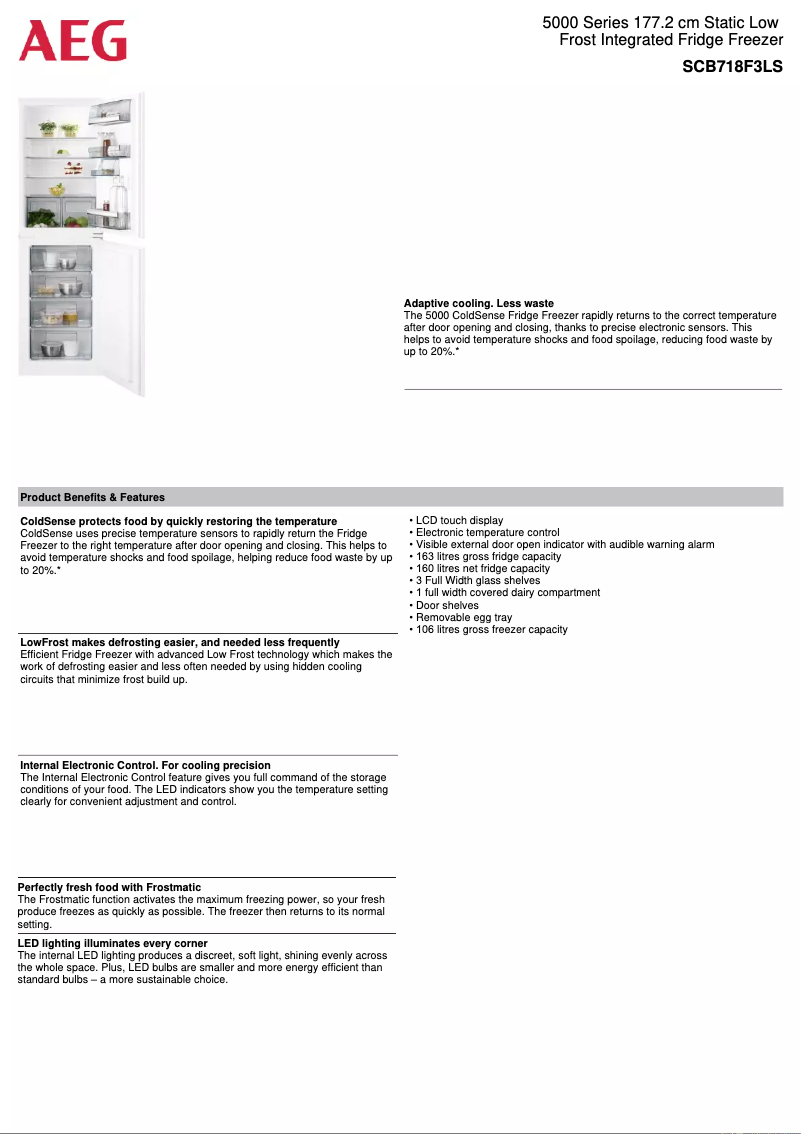 Page 1 de la notice Fiche technique AEG SCB718F3LS