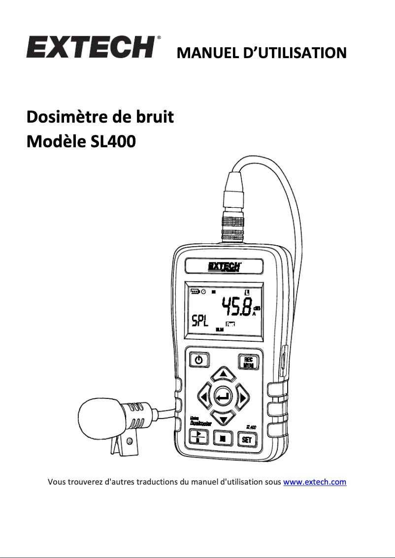 Image de la première page du manuel de l'appareil SL400