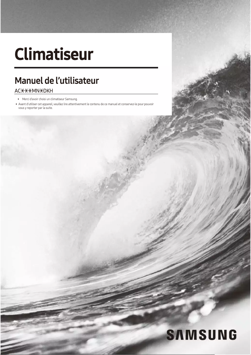 Page 1 de la notice Manuel utilisateur Samsung AC035MN1DKH