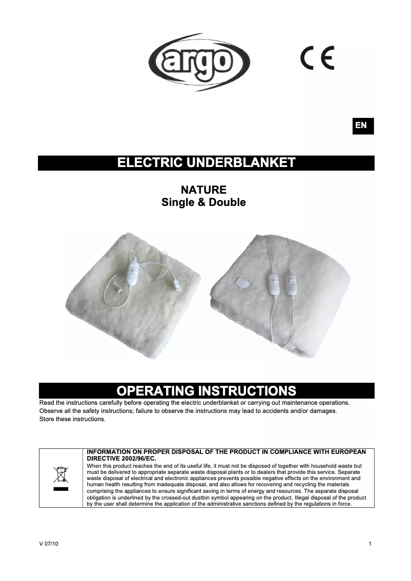 Page 1 de la notice Manuel utilisateur ARGO Nature Double