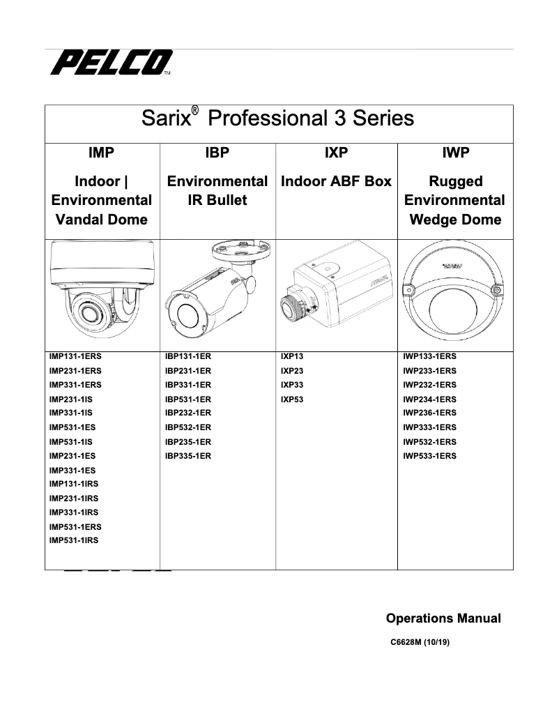 Page 1 de la notice Manuel utilisateur Pelco Sarix Professional IBP235-1ER