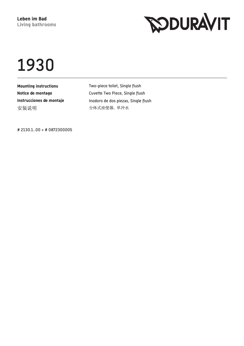Image de la première page du manuel de l'appareil 1930 Series 0872300005