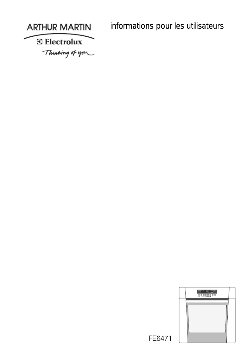 Page 1 de la notice Manuel utilisateur Arthur Martin-Electrolux FE 6471 NG