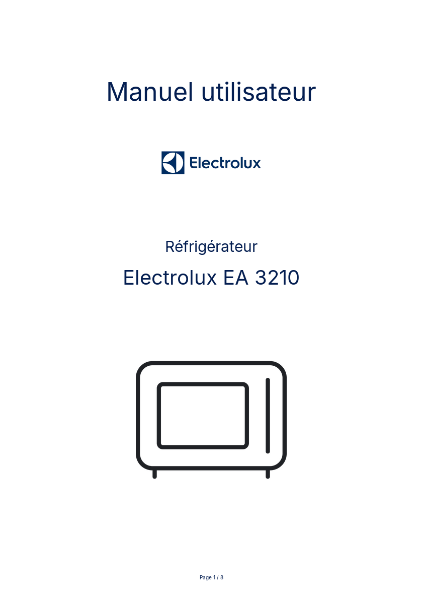 Page n°1 - Manuel utilisateur Electrolux EA 3210