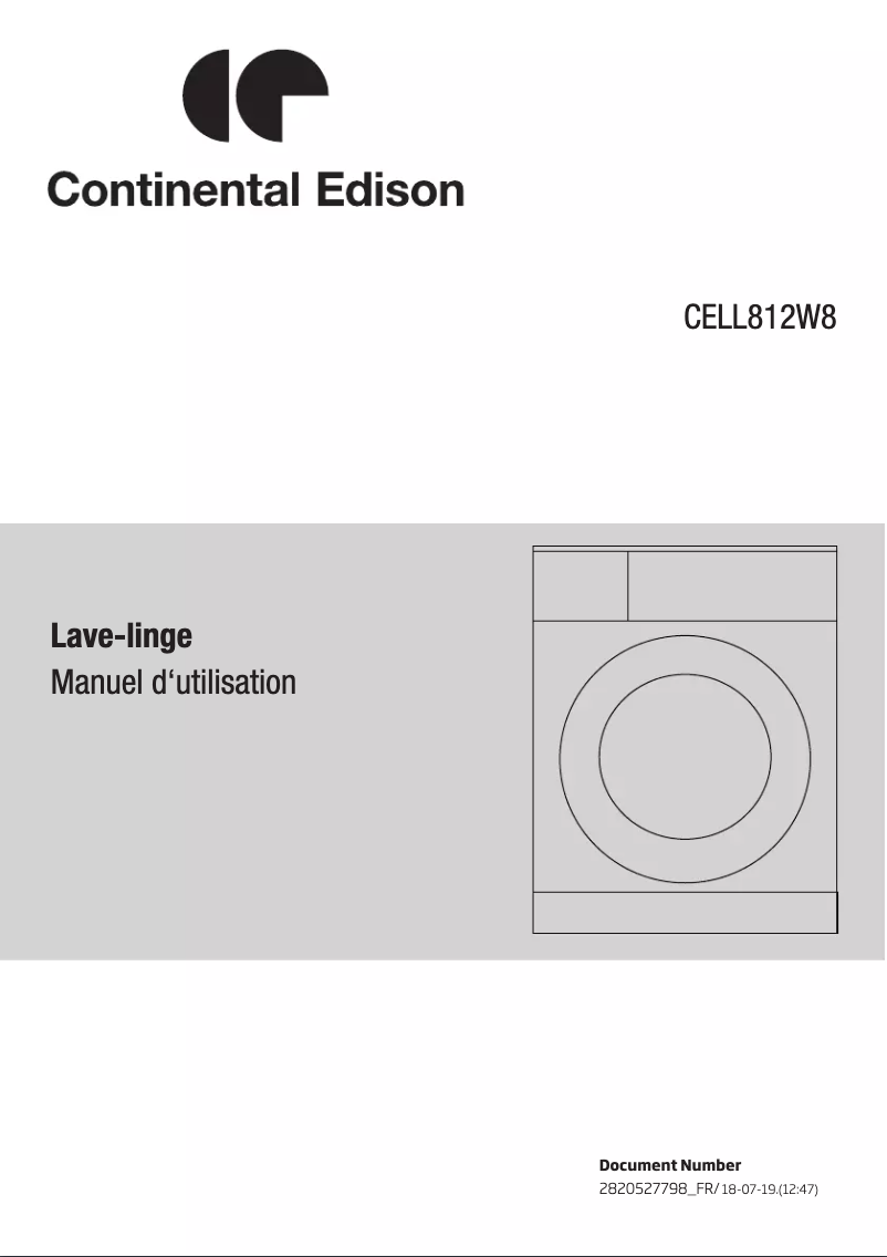 Page 1 de la notice Manuel utilisateur Continental Edison CELL812W8