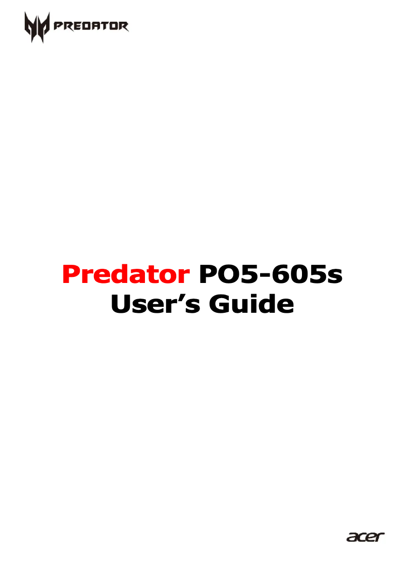 Page n°1 - Manuel utilisateur Acer Predator PO5-605s