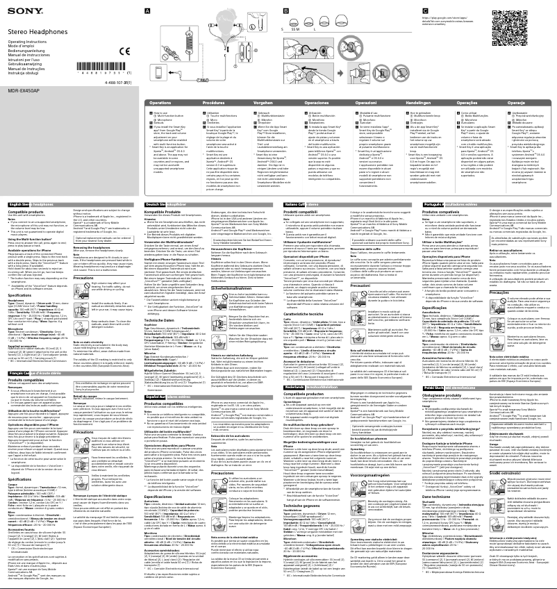 Page n°1 - Manuel utilisateur Sony MDR-EX450AP