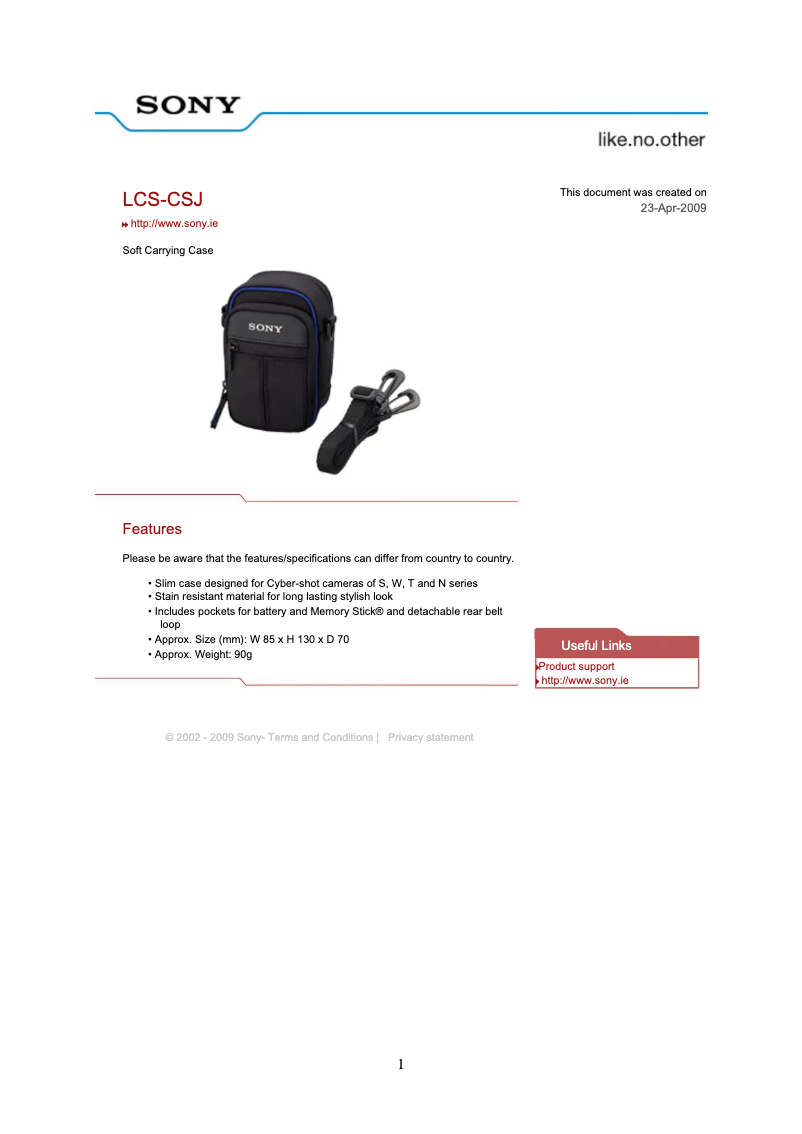 Page n°1 - Manuel utilisateur Sony LCS-CSJ