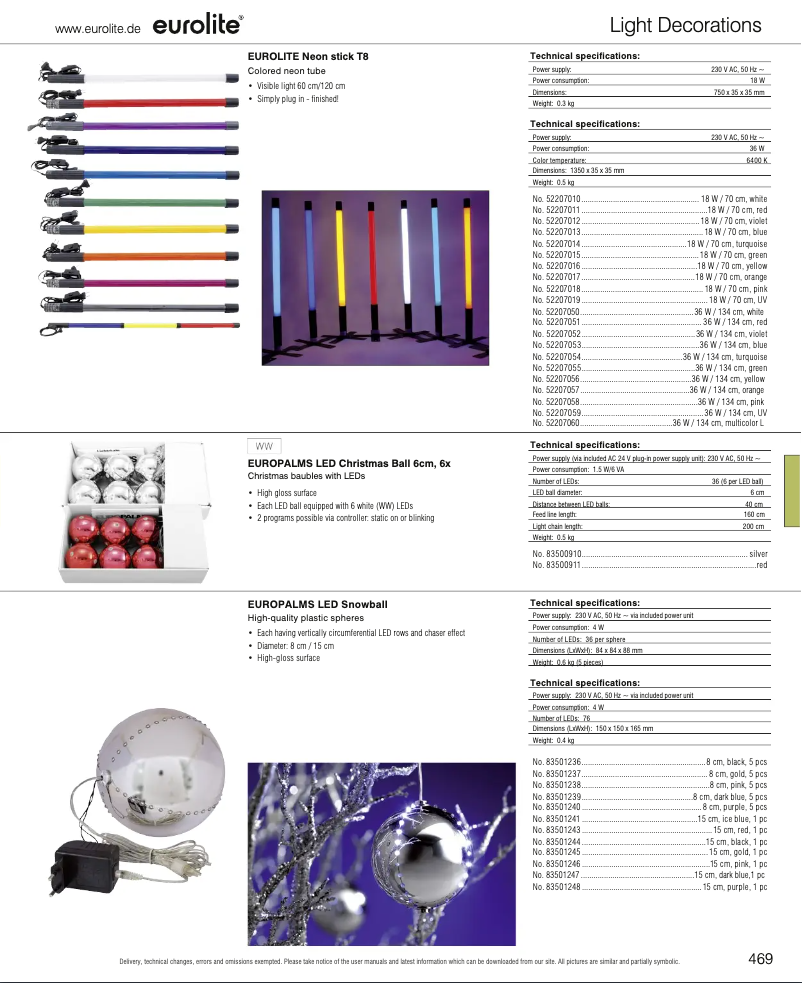 Page 1 de la notice Catalogue Eurolite T8