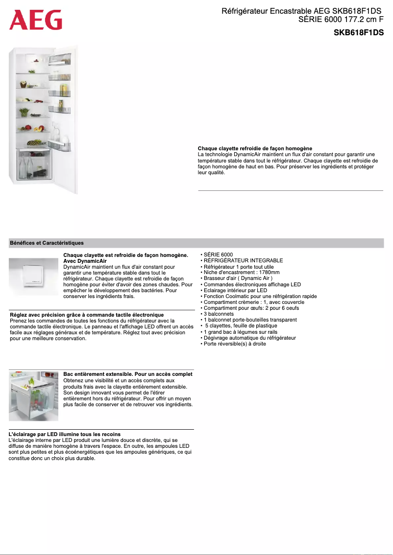 Page n°1 - Fiche technique AEG SKB618F1DS