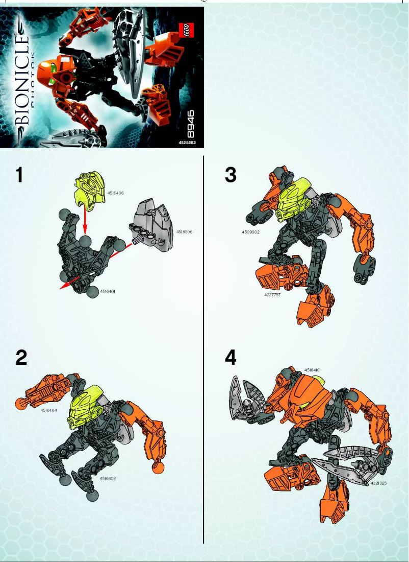 Page 1 de la notice Manuel utilisateur Lego Bionicle 8946
