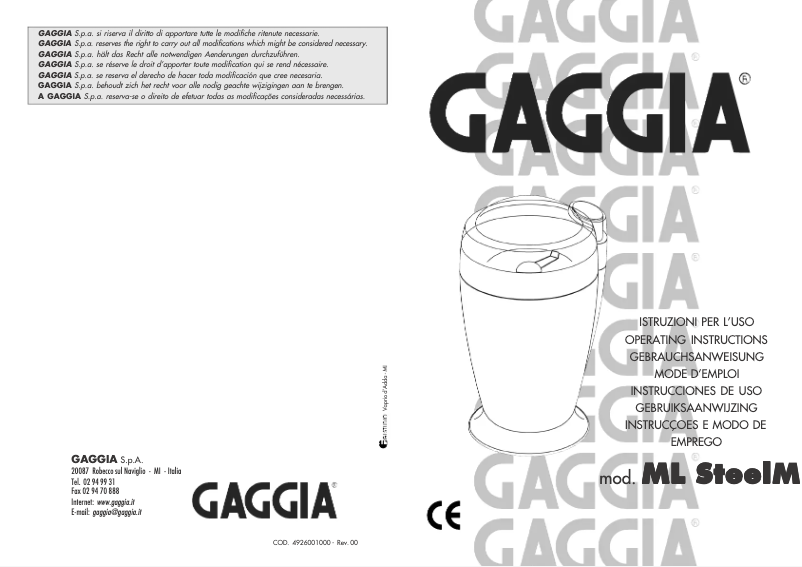 Imagen de la primera página del manual del dispositivo ML Steel