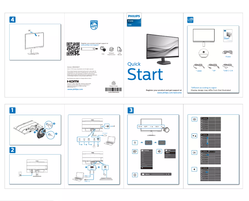 Page 1 of the manual Quick Start Guide Philips 243S9A