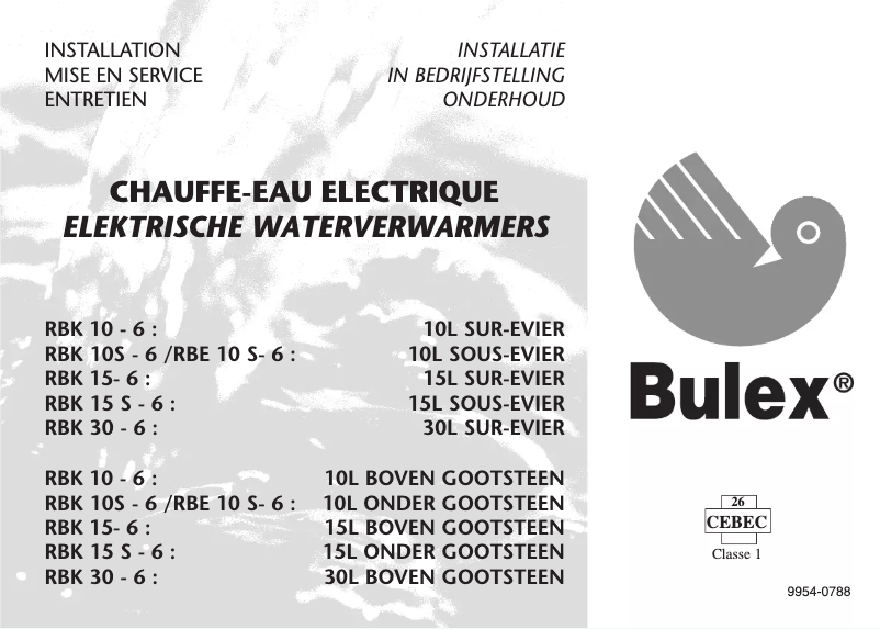 Page 1 de la notice Manuel utilisateur Bulex RBK 15- 6