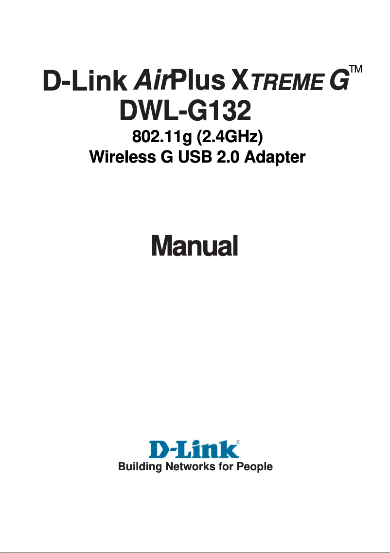 Page 1 de la notice Manuel utilisateur D-Link DWL-G132