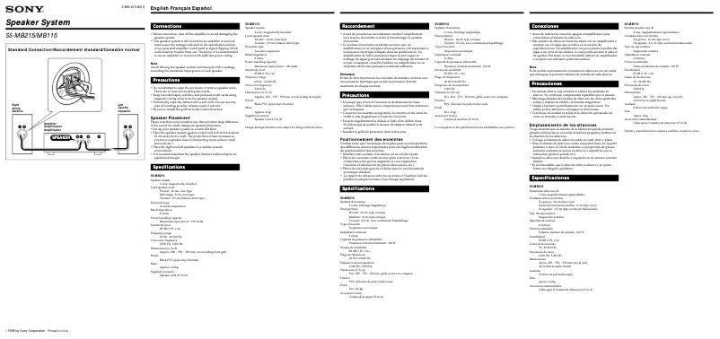 Page 1 de la notice Manuel utilisateur Sony SS-MB115