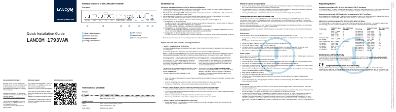 Página 1 del manual Guía de instalación Lancom 1793VAW