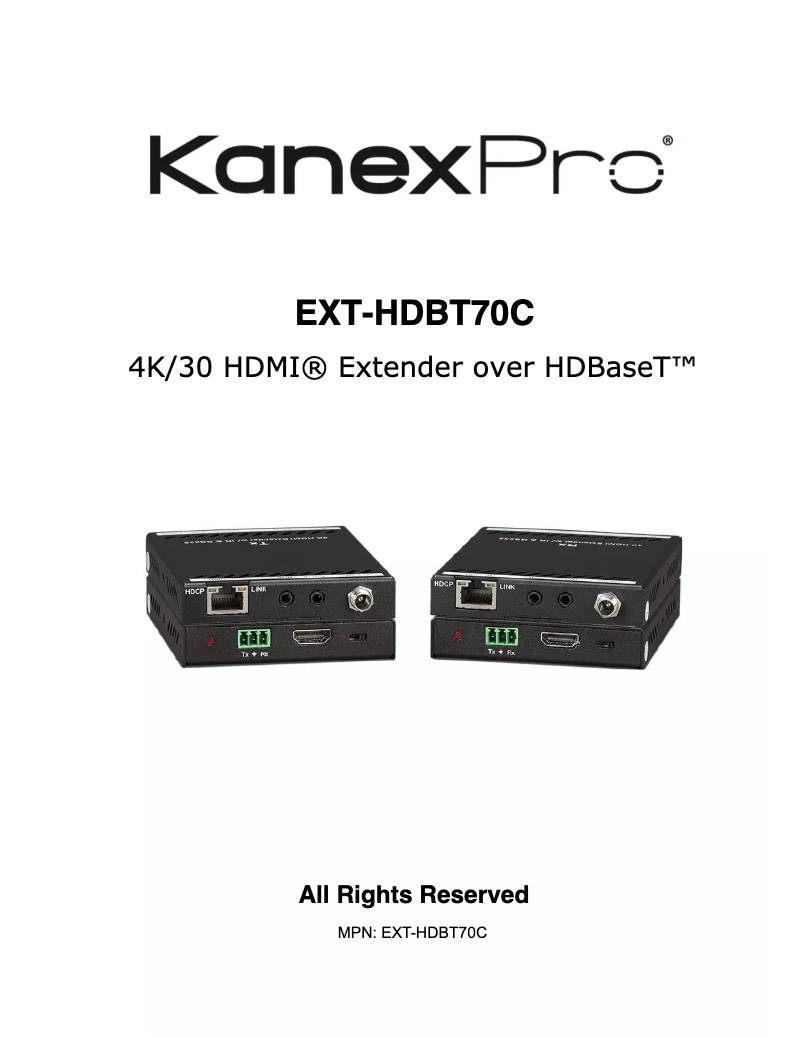 First page image of the manual for EXT-HDBT70C