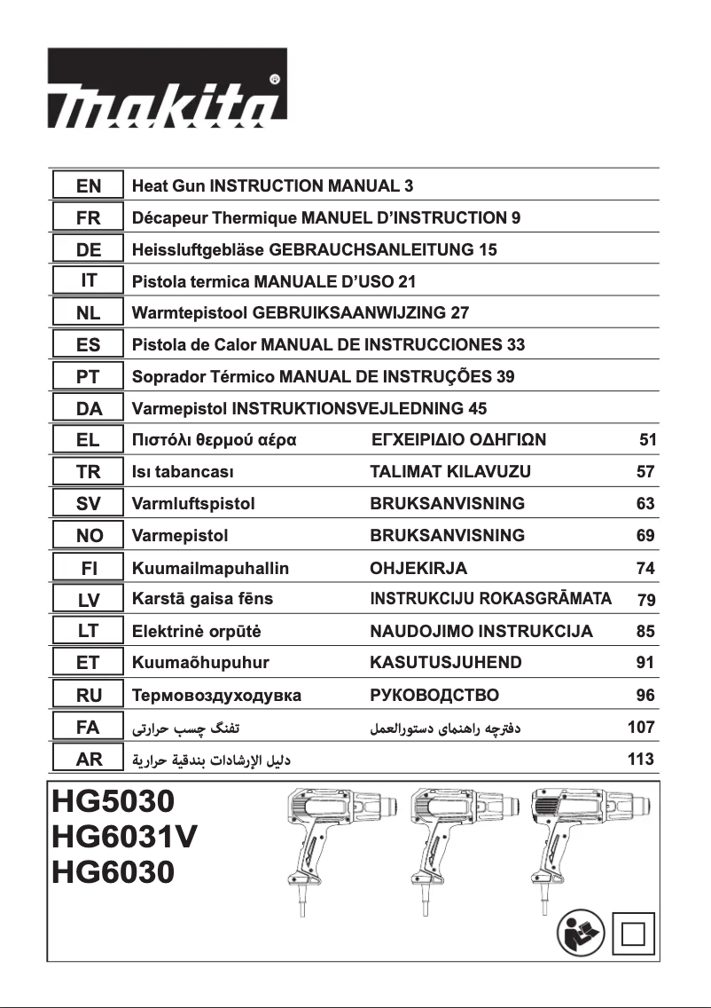 Page 1 de la notice Manuel utilisateur Makita HG5030K