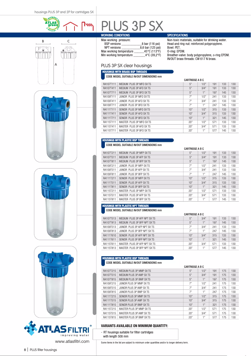 Page n°1 - Fiche technique Atlas Filtri Plus 3P SX